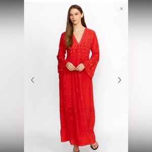 Johnny Was Red Long Sleeve Dress